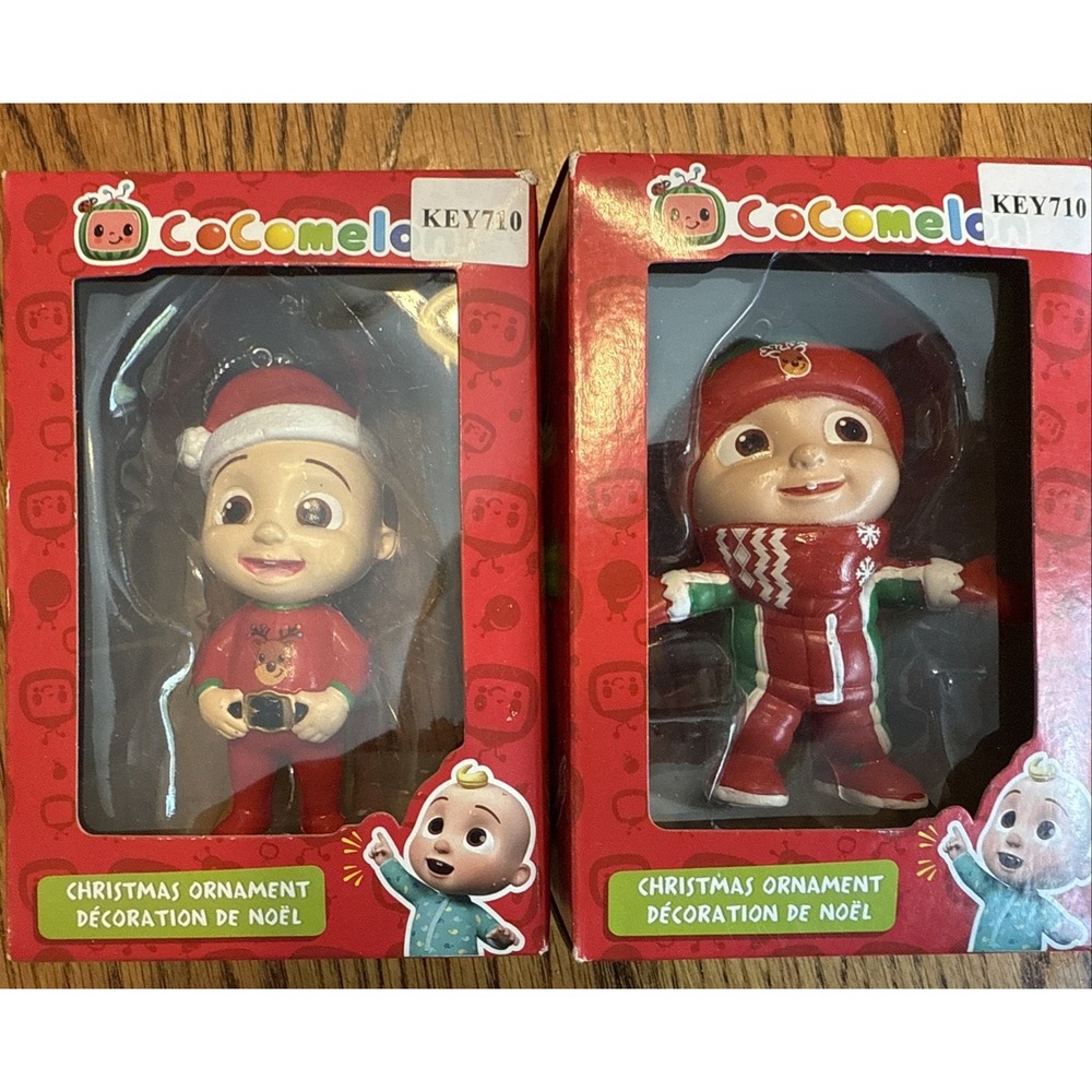Cocomelon Christmas Holiday Tree Ornaments Set Of 2 Open Box